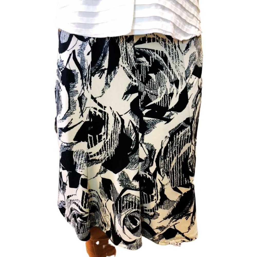 Women Lily graphic godet midi skirt sz PP